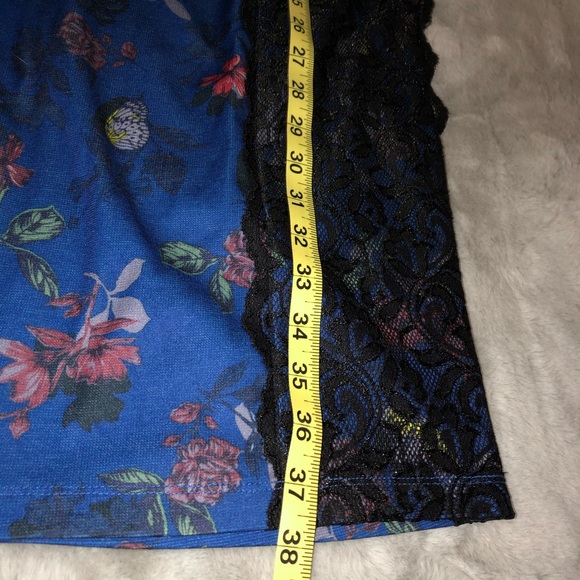 Black Lace Dress Blue Butterfly Print Midi - Picture 10 of 11